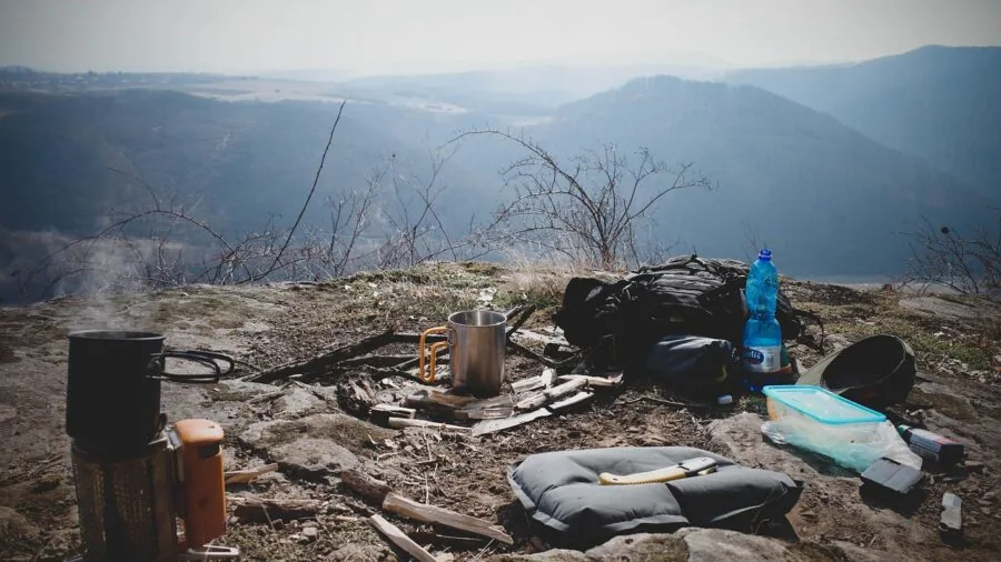 Camping equipment packed in truck bed for outdoor adventure trip