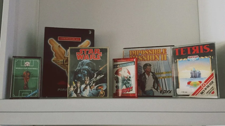 classic video game collection display