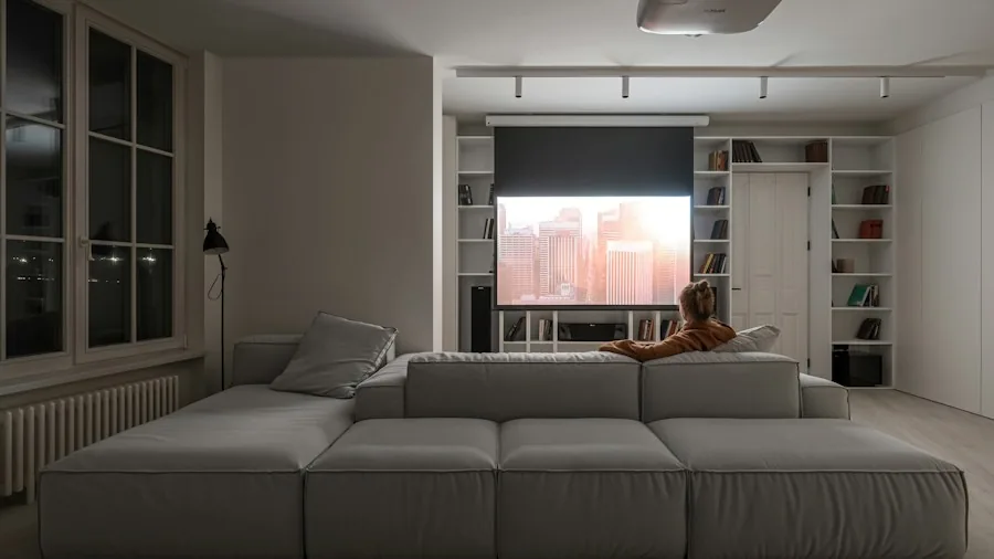 comfortable home couch viewing setup