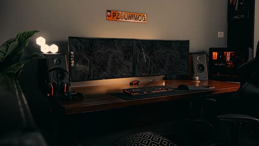 computer workstation desk setup