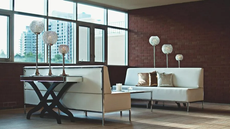 Contemporary home interior showing multi-story living space with furniture and architectural features affecting wireless coverage