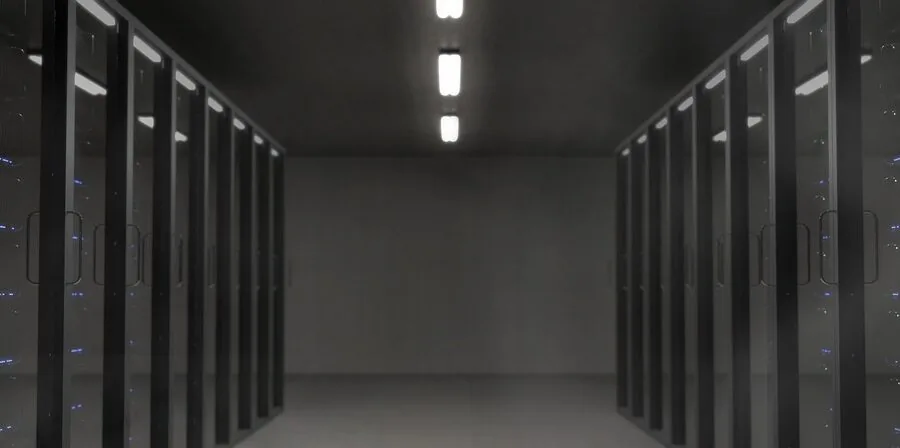 Data center with multiple hard drives operating in server equipment, showing professional storage infrastructure