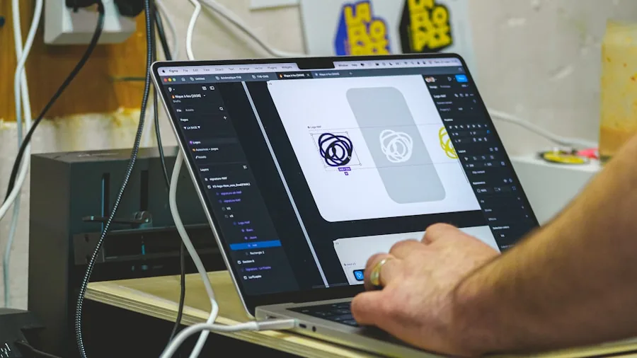 designer using color accurate OLED laptop screen
