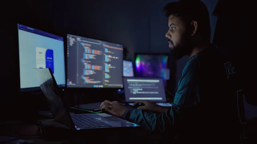 developer coding computer screen