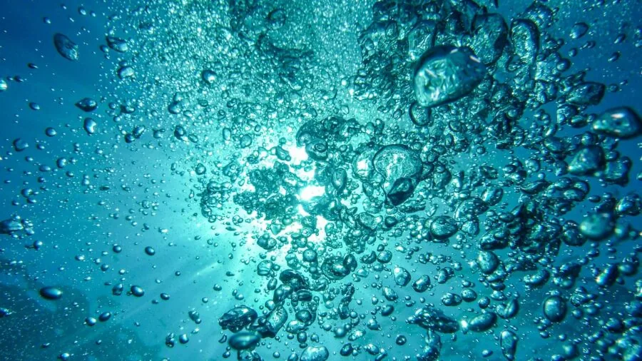 Diver filming underwater with stabilized camera equipment in ocean