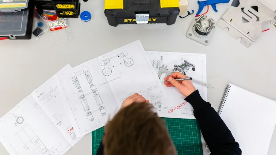 engineer working on industrial product design