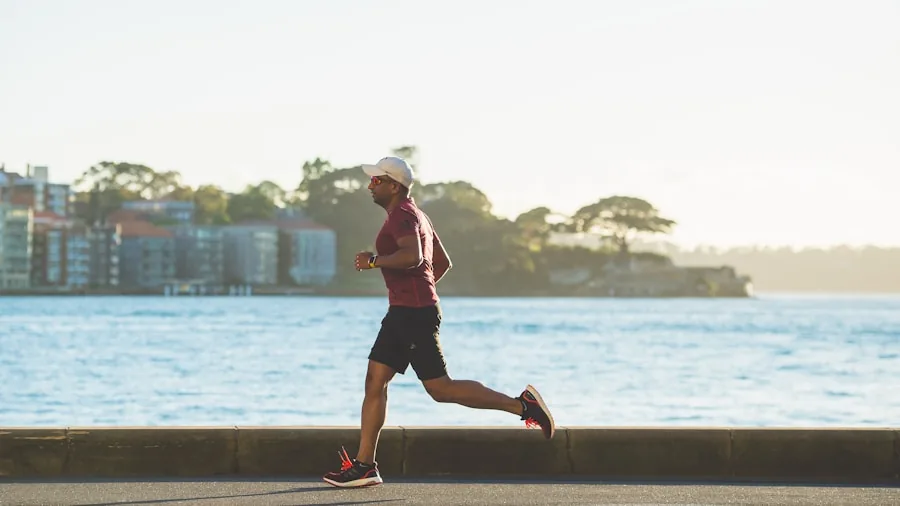 Female runner in motion wearing earbuds during outdoor workout, demonstrating secure fit during active exercise