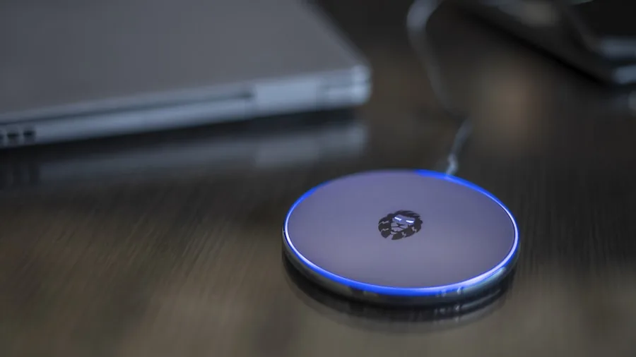 flat wireless charger desk setup