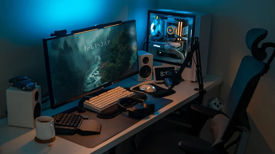 gaming keyboard setup desk