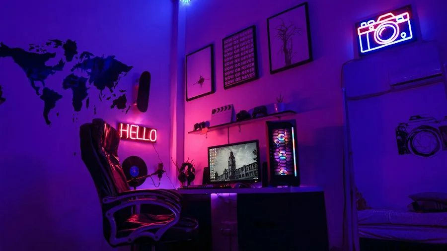gaming setup room aesthetic modern
