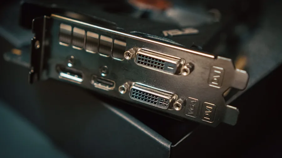 graphics card installation close up