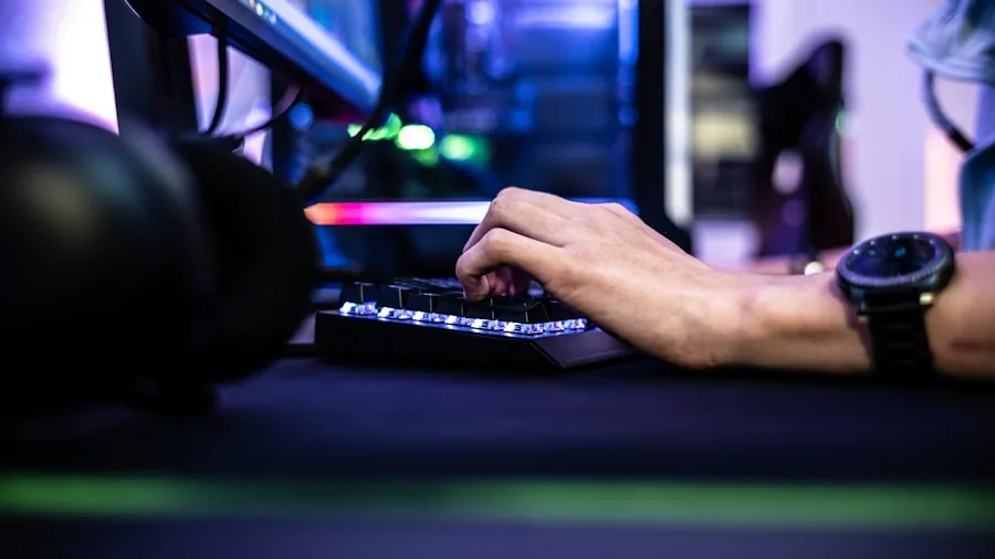 hands organizing gaming accessories