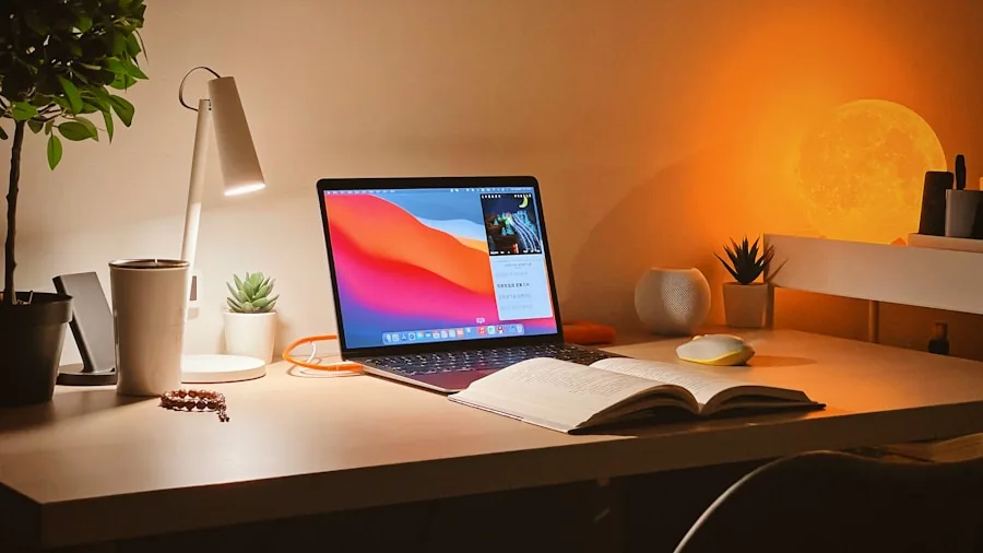 laptop computer desk setup