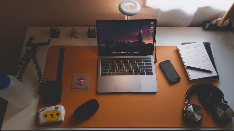 laptop keyboard desk setup
