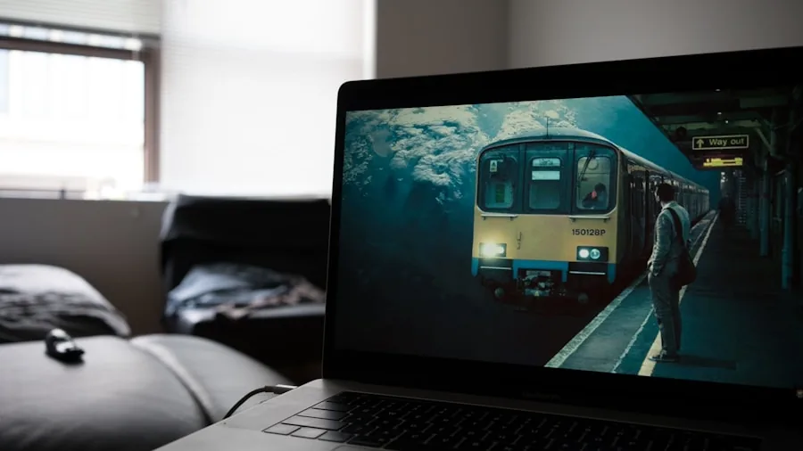 laptop user watching movie entertainment