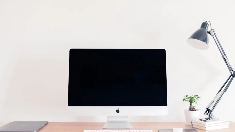 Mac desktop with modern minimalist setup