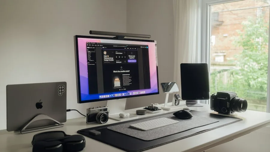 Mac hardware setup workspace desk