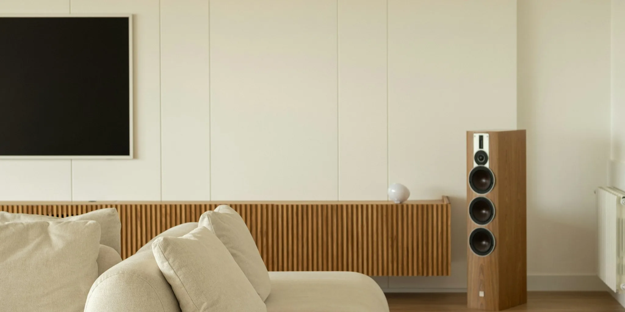 modern living room soundbar setup