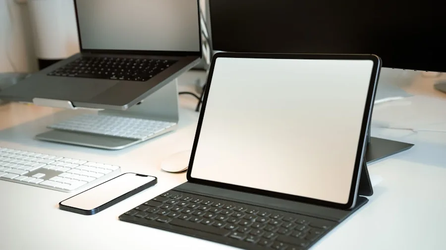 modern workspace with multiple devices