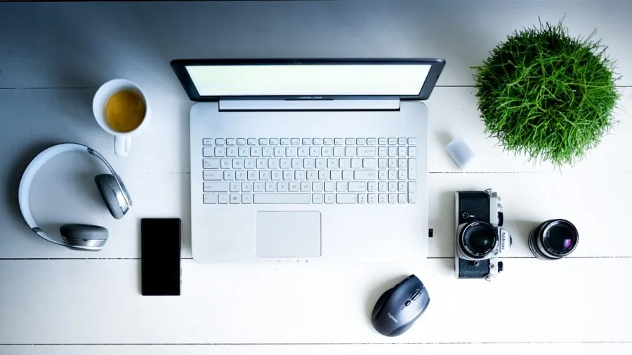 organized desk cable management workspace