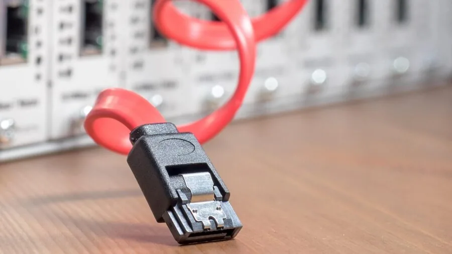 Organized network cables and connections in a professional home office or server room setup
