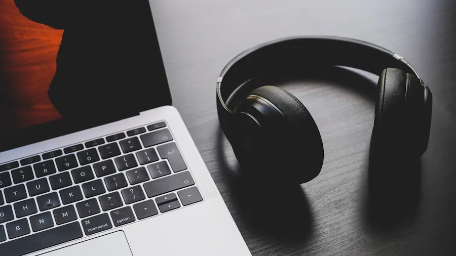 over-ear headphones workspace