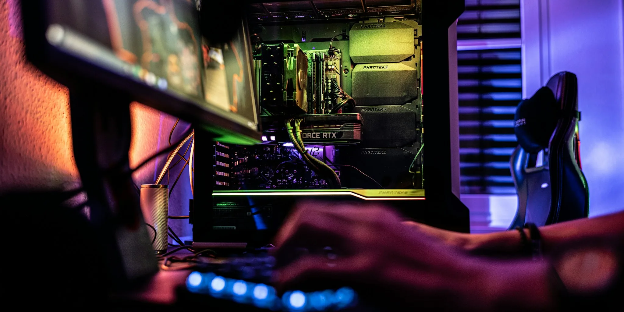 PC gaming graphics card computer setup