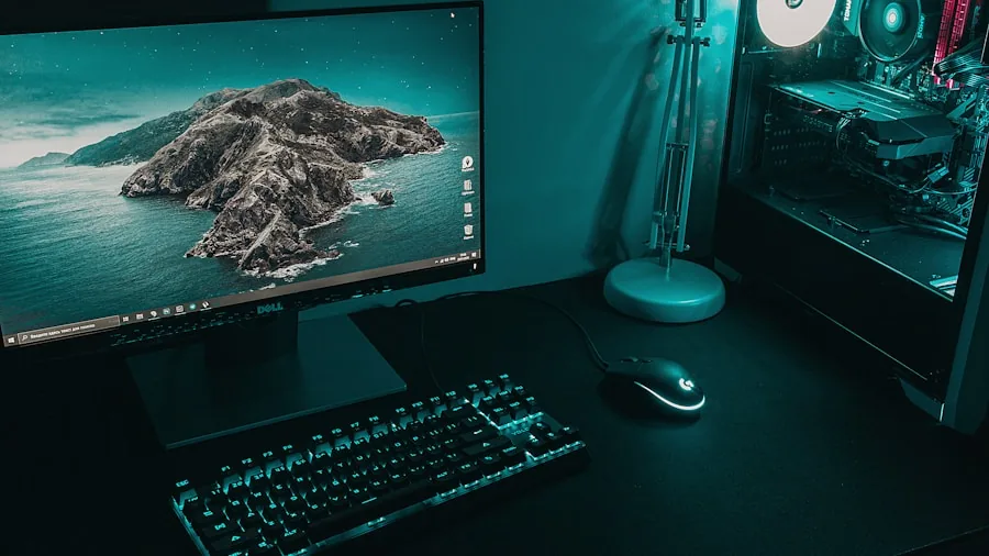 PC gaming station desk setup