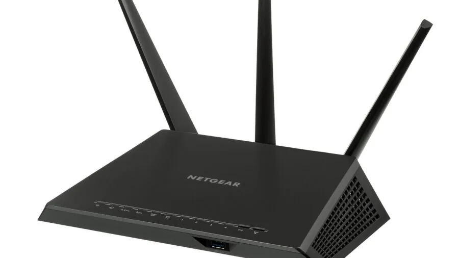 Person checking wireless router connectivity in modern home interior