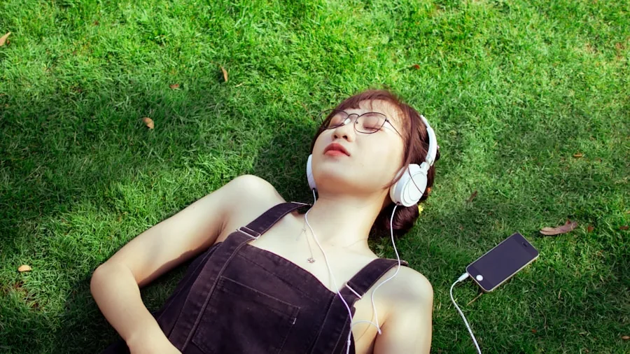 Person enjoying deep bass music with eyes closed, experiencing rich sound quality in everyday moment