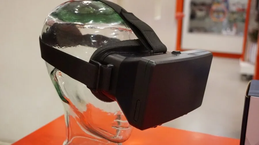 Person in active workout wearing VR headset, focused on fitness training in modern gym setting