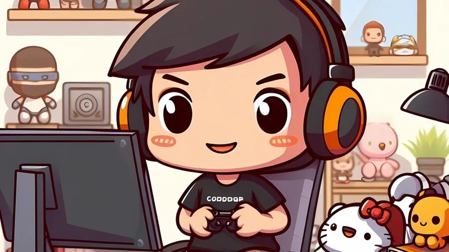Person researching gaming PC specifications and prices on laptop while taking notes