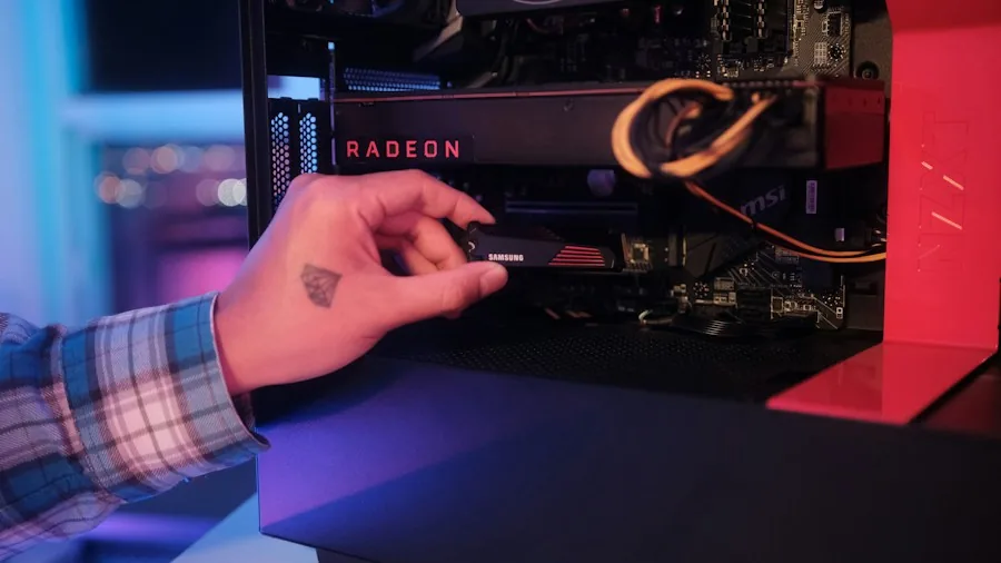 person restarting desktop computer system installation