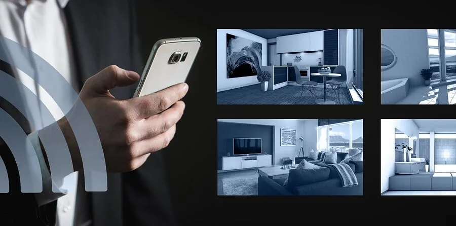 Person selecting smart home technology for their living space with multiple device options