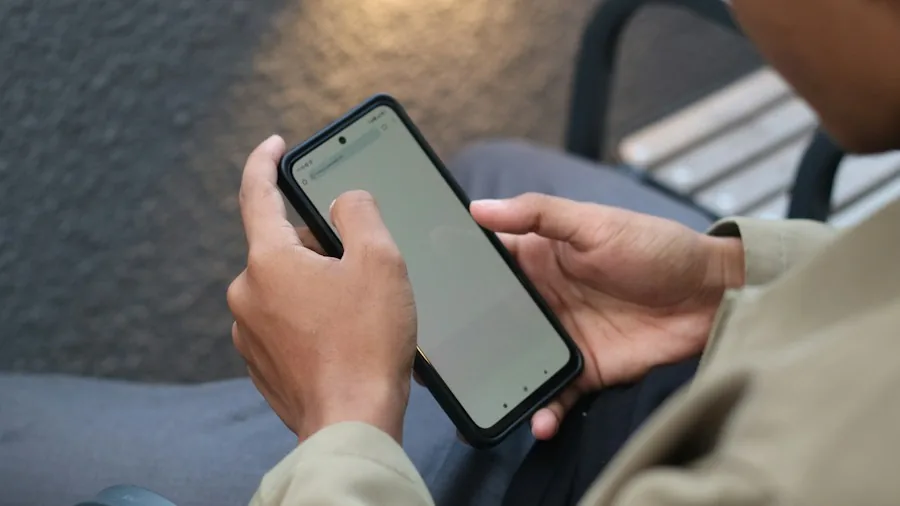 person using voice assistant phone