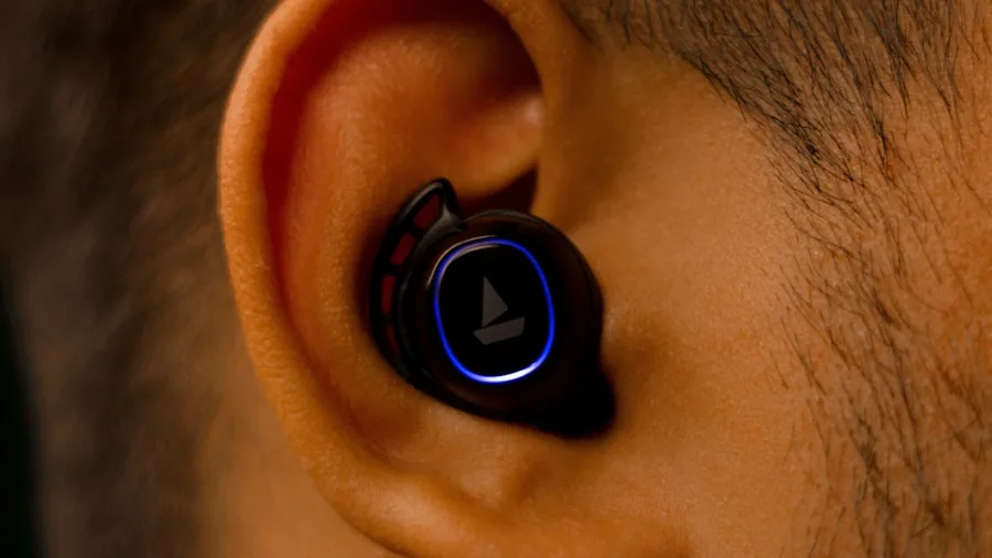 Person wearing comfortable wireless earbuds during daily activity, demonstrating proper fit and comfort