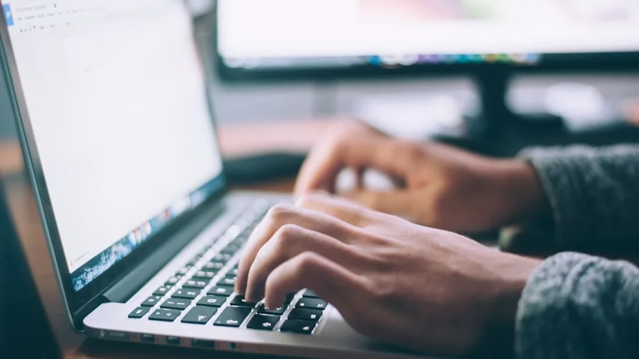 person working laptop productivity