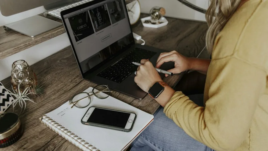 person working remotely with devices
