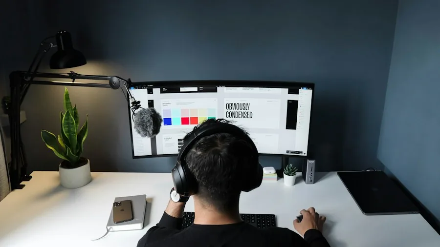 professional designer with computer monitor