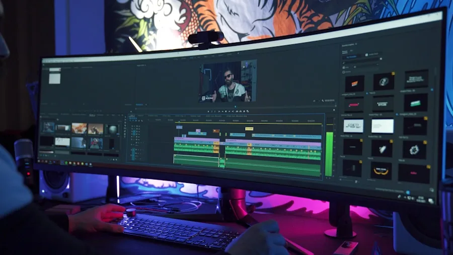 Professional editing setup with powerful GPU hardware for video production workflow