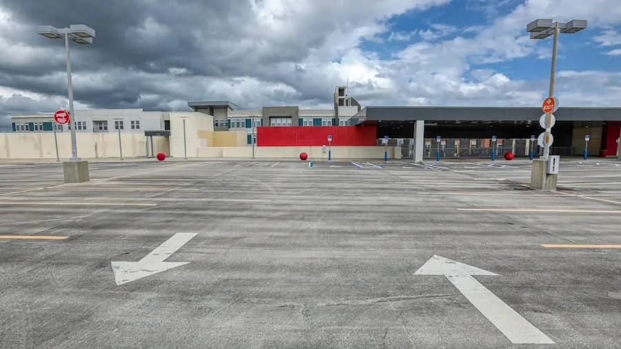retail store parking lot entrance