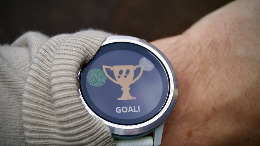 runner checking fitness stats on wrist