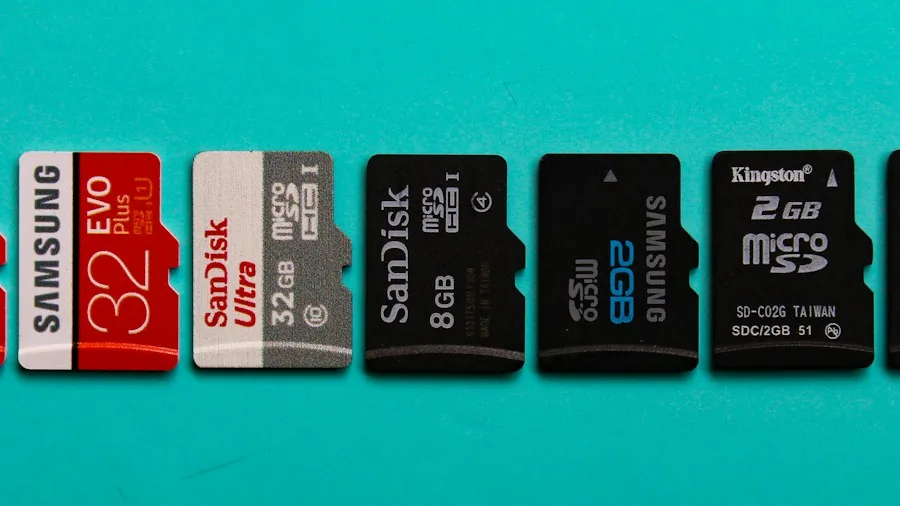 SD card memory card selection