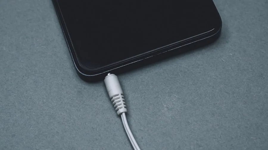 smartphone charging cable close up
