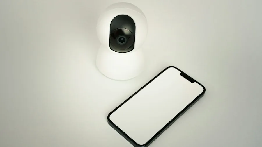 smartphone showing security camera feed