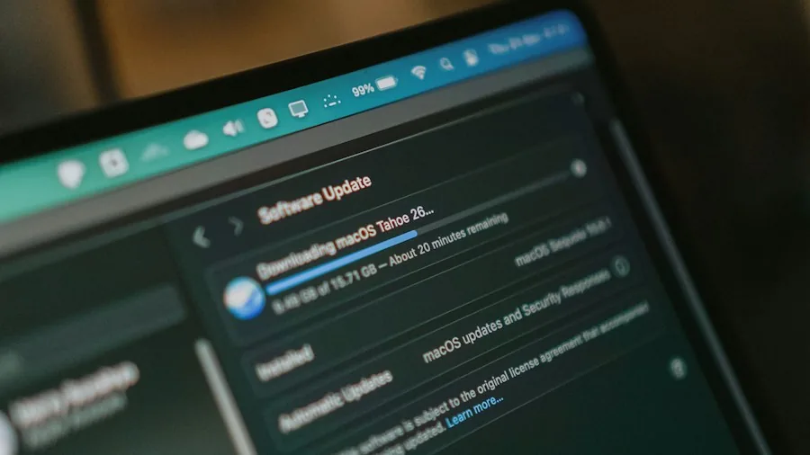 software update installation screen