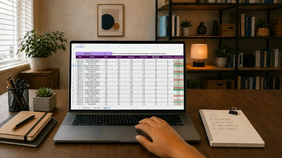 spreadsheet data analysis workspace