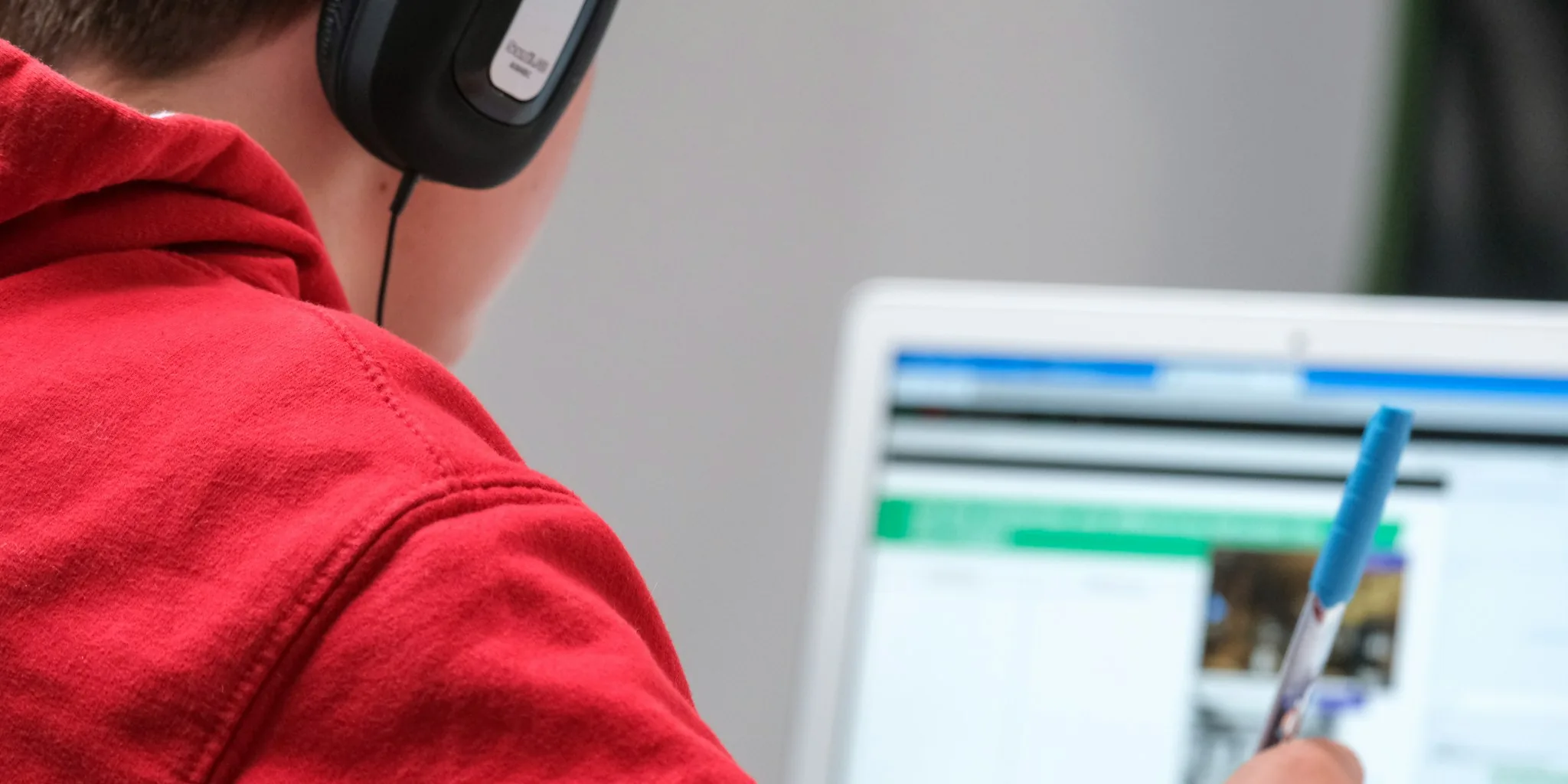 student using laptop learning settings configuration