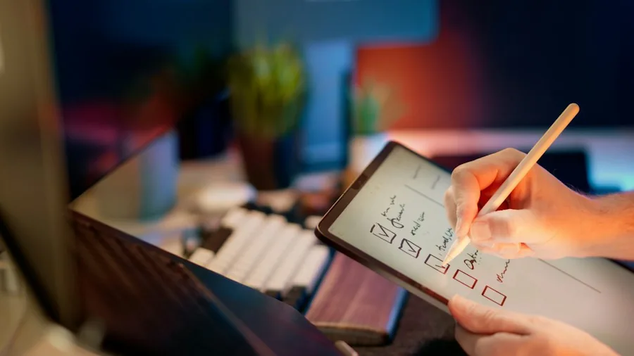 stylus handwriting on tablet screen
