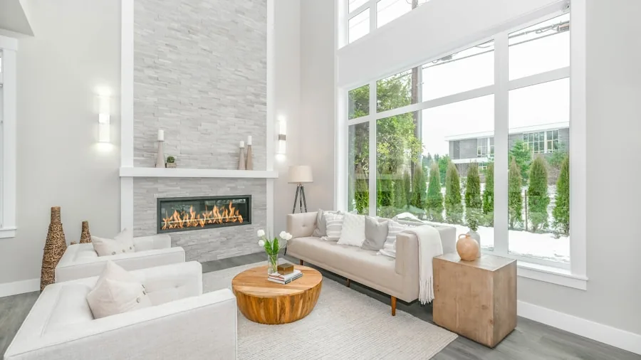 Sunlit living room with large windows showing natural brightness and light quality in home interior